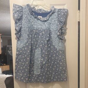 Imarie Blue Floral Blouse with Ruffles